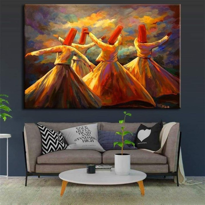 Whirling Dervish Wall Art Painting – Sufi Dance Canvas