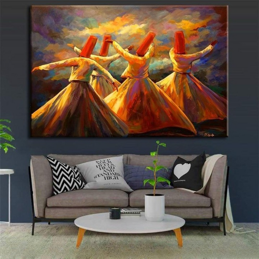 Whirling Dervish Wall Art Painting – Sufi Dance Canvas