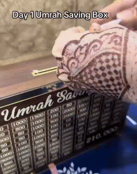 Umrah Saving Box - Wooden Money Box for Umrah - 210,000