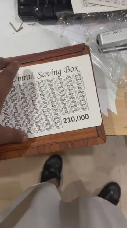 Umrah Saving Box - Wooden Money Box for Umrah - 210,000