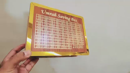 Umrah Saving Box - Wooden Money Box for Umrah - 210,000